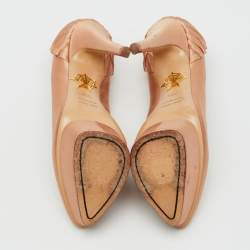 Pre Owned Charlotte Olympia Metallic Bronze Satin Paloma Fan Pleat Platform Pumps Size 35.5