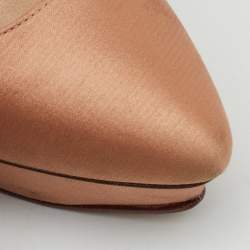 Pre Owned Charlotte Olympia Metallic Bronze Satin Paloma Fan Pleat Platform Pumps Size 35.5