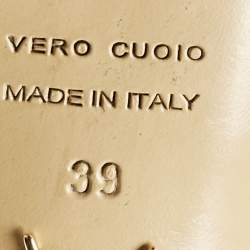 Pre Owned Charlotte Olympia Gold Texture Leather Ankle Strap Sandals Size 39