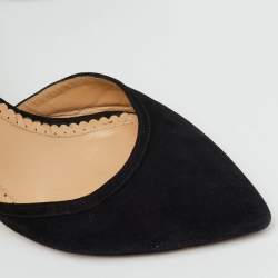 Pre Owned Charlotte Olympia Black Suede Pointed Toe Ankle Strap Pumps Size 38