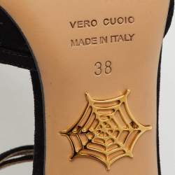 Pre Owned Charlotte Olympia Black Suede Pointed Toe Ankle Strap Pumps Size 38