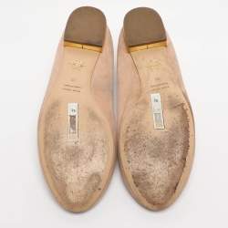 Pre Owned Charlotte Olympia Beige Suede Birthday Zodiac Cancer Ballet Flats Size 39