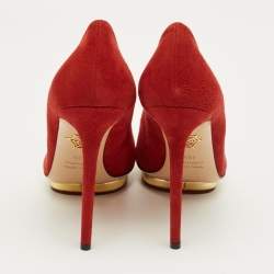Pre Owned Charlotte Olympia Red Suede Dolly Platform Pumps Size 40.5