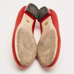 Pre Owned Charlotte Olympia Red Satin Cheeky Kitty Ballet Flats Size 40