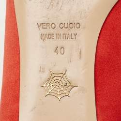 Pre Owned Charlotte Olympia Red Satin Cheeky Kitty Ballet Flats Size 40