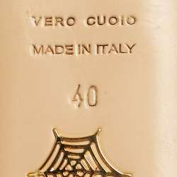 Pre Owned Charlotte Olympia Grey Leather Kitty Ballet Flats Size 40