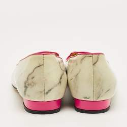 Pre Owned Charlotte Olympia Grey/Pink Leather Cheeky Kitty Smoking Slippers Size 40
