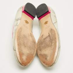 Pre Owned Charlotte Olympia Grey/Pink Leather Cheeky Kitty Smoking Slippers Size 40