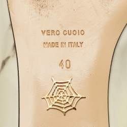 Pre Owned Charlotte Olympia Grey/Pink Leather Cheeky Kitty Smoking Slippers Size 40