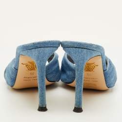 مملوكة مسبقًا Charlotte Olympia Size 35 Blue Denim Knotted Slide Sandals