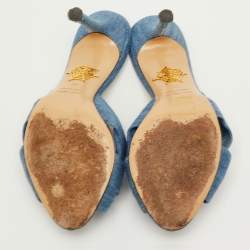 مملوكة مسبقًا Charlotte Olympia Size 35 Blue Denim Knotted Slide Sandals