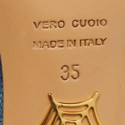 مملوكة مسبقًا Charlotte Olympia Size 35 Blue Denim Knotted Slide Sandals