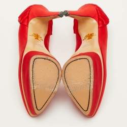 Pre Owned Charlotte Olympia Paloma Size 40 Red Satin Platform Pumps