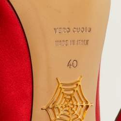 Pre Owned Charlotte Olympia Paloma Size 40 Red Satin Platform Pumps