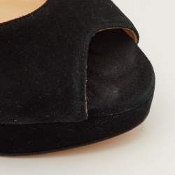 مملوكة مسبقًا Charlotte Olympia Size 38 Black Suede Embellished Ankle Strap Platform Sandals