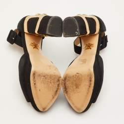 مملوكة مسبقًا Charlotte Olympia Size 38 Black Suede Embellished Ankle Strap Platform Sandals