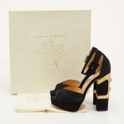 مملوكة مسبقًا Charlotte Olympia Size 38 Black Suede Embellished Ankle Strap Platform Sandals