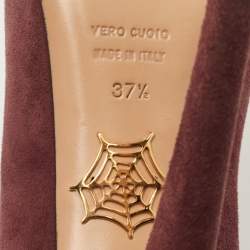 Pre Owned Charlotte Olympia Dolly Size 37.5 Burgundy Suede Platform Pumps