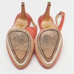 Pre Owned Charlotte Olympia Dolly Size 40 Red Suede Platform Slingback Pumps