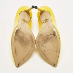 مملوكة مسبقًا حذاء كعب عالي شارلوت أوليمبيا ديبي جلد أصفر فاتح لامع مقاس 38