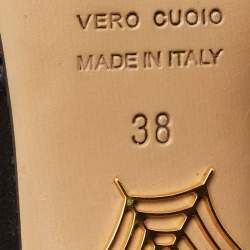 Pre Owned Charlotte Olympia Octavia Size 38 Black Mesh and Suede Platform Ankle Strap Sandals