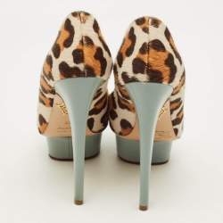 Pre Owned Charlotte Olympia Dolly Size 36 Multicolor Calf Hair Platform Pumps