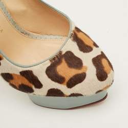Pre Owned Charlotte Olympia Dolly Size 36 Multicolor Calf Hair Platform Pumps