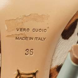 Pre Owned Charlotte Olympia Dolly Size 36 Multicolor Calf Hair Platform Pumps