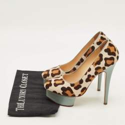 Pre Owned Charlotte Olympia Dolly Size 36 Multicolor Calf Hair Platform Pumps
