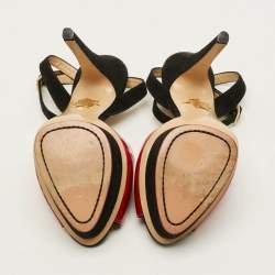 Pre Owned Charlotte Olympia Size 39 Red Patent Leather Suede Platform Sandals