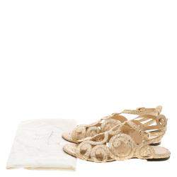 Charlotte Olympia Beige Python Embossed Leather Elisa Sandals Size 36
