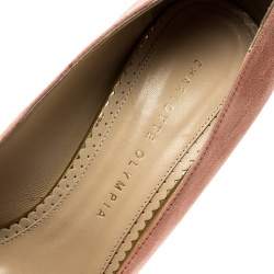 Charlotte Olympia Salmon Pink Suede Dolly Platform Pumps Size 39