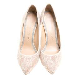مملوكة مسبقًا Charlotte Olympia Beige Lace and Satin Monroe Pointed Toe Pumps Size 39