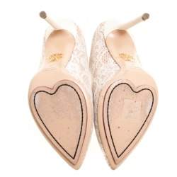 مملوكة مسبقًا Charlotte Olympia Beige Lace and Satin Monroe Pointed Toe Pumps Size 39