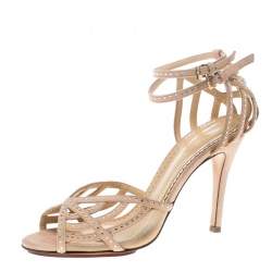 مملوكة مسبقًا صندل شارلوت أوليميا أوكنافيا سويدي بيج مزخرف كريستال بحزام للكاحل مقاس 39.5