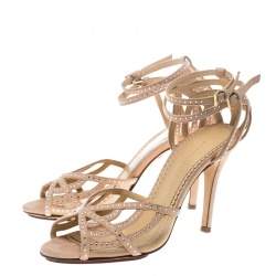 مملوكة مسبقًا صندل شارلوت أوليميا أوكنافيا سويدي بيج مزخرف كريستال بحزام للكاحل مقاس 39.5