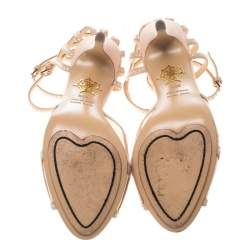 مملوكة مسبقًا صندل شارلوت أوليميا أوكنافيا سويدي بيج مزخرف كريستال بحزام للكاحل مقاس 39.5