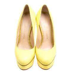 Pre Owned حذاء شارلوت اوليمبيا بريسيلا جلد ثعبان وردي نعل سميك مقاس 40