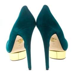 Pre Owned حذاء كعب عالي شارلوت أوليمبيا دوللي سويدي رصاصي نعل سميك مقاس 38