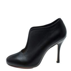 Charlotte Olympia Black Leather Ankle Booties Size 37