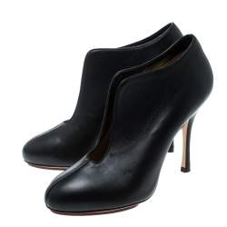 Charlotte Olympia Black Leather Ankle Booties Size 37