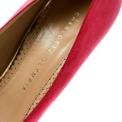 Charlotte Olympia Pink Suede Dotty Platform Pumps Size 39.5