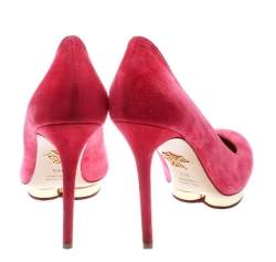 Charlotte Olympia Pink Suede Dotty Platform Pumps Size 39.5