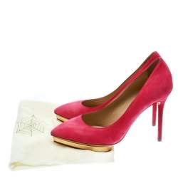 Charlotte Olympia Pink Suede Dotty Platform Pumps Size 39.5