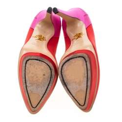 Pre Owned Charlotte Olympia Red/Pink Satin Masako Platform Pumps Size 39