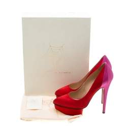 Pre Owned Charlotte Olympia Red/Pink Satin Masako Platform Pumps Size 39