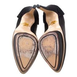 Pre Owned حذاء كعب عالي شارلوت أوليمبيا بالوما فان ساتان أسود بطيات نعل سميك مقاس 39