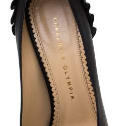 Pre Owned حذاء كعب عالي شارلوت أوليمبيا بالوما فان ساتان أسود بطيات نعل سميك مقاس 39