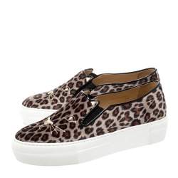 Charlotte Olympia Multicolor Leopard Print Velvet Cool Cats Slip On Sneakers Size 36