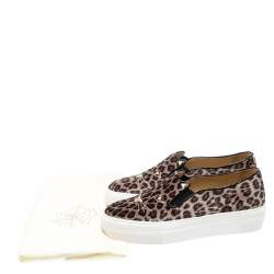 Charlotte Olympia Multicolor Leopard Print Velvet Cool Cats Slip On Sneakers Size 36